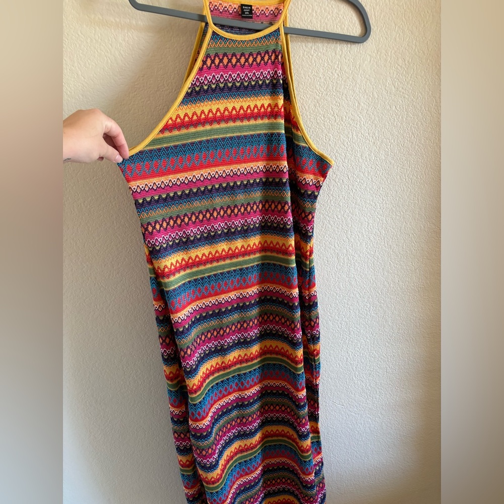 SHEIN CURVE Summer Body Con Knitted Multicolor Bright Long Dress